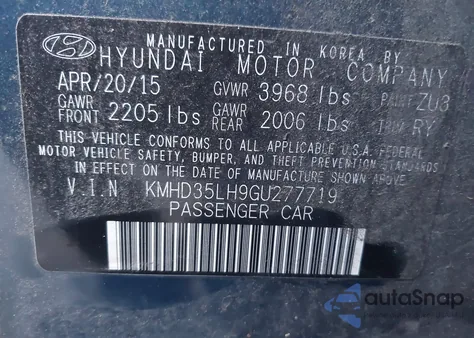 2016 Hyundai Elantra Gt from USA, damaged, VIN KMHD35LH9GU277719